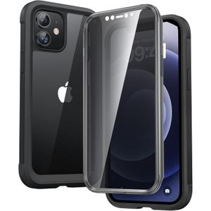 Diaclara Designed for iPhone 12/12 Pro Case, Full Body Rugged with Built-in Touch Sensitive Anti-Scratch Privacy Screen Protector, Soft TPU Bumper Case for iPhone 12/12 Pro 6.1" (Black)