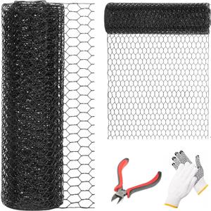 24'' x 50' Black Chicken Wire Fencing, 1 inch Chicken Wire and 20 Gauge Poultry Netting, Garden Mesh Fence Roll for Floral Arrangements,Crafts, Farm,Livestock,Pet Protection (20 gauge 24'' x 50')