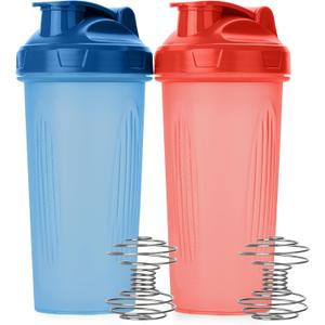 Mr. Pen- Shaker Bottles for Protein Mixes, 28 oz, 2 Pack, Red and Blue, Protein Shaker Bottle with Wire Whisk Ball, Blender Bottle