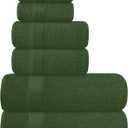 Belizzi Home Ultra Soft 6 Pack Cotton Towel Set, Contains 2 Bath Towels 28x55 inch, 2 Hand Towels 16x24 inch & 2 Wash Coths 12x12 inch, Ideal Everyday use, Compact & Lightweight - Olive Green