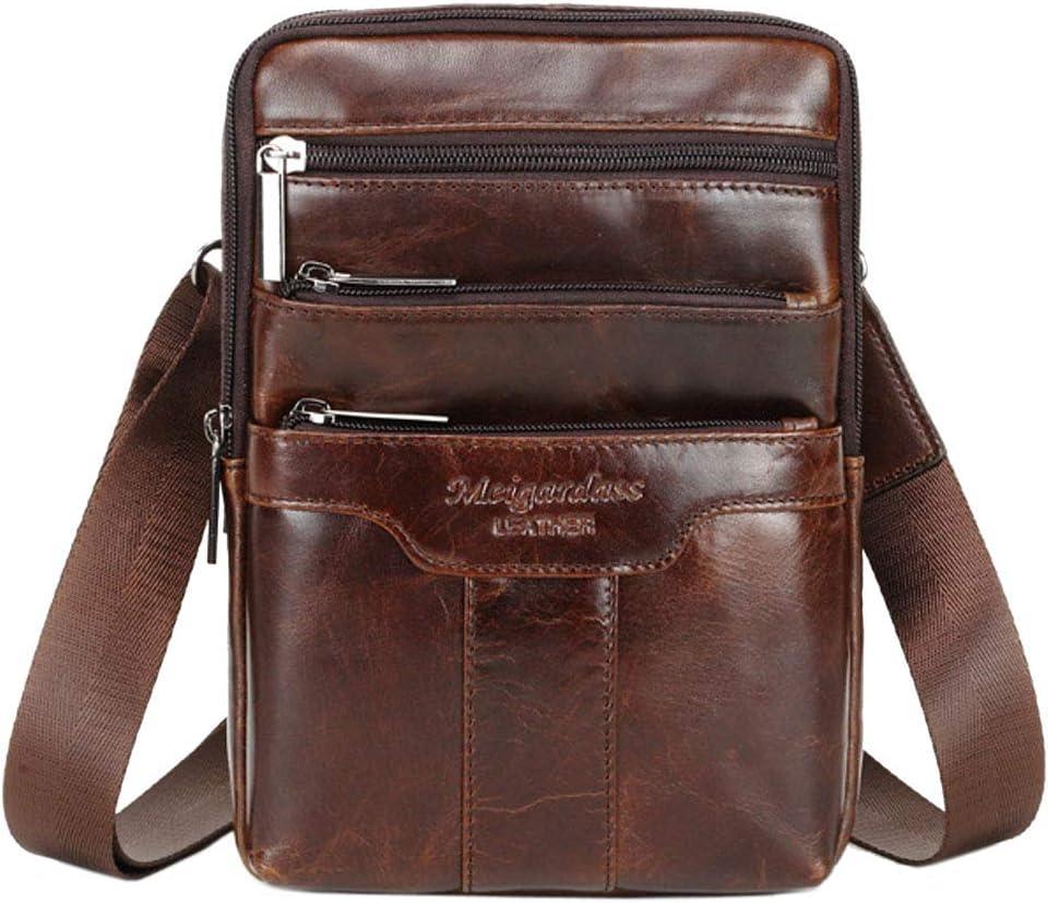Hebetag Small Leather Sling Shoulder Bag Messenger Pack for Men Women Outdoor Travel Business (#01coffee)