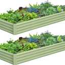 2PCS 8x2x1FT Galvanized Raised Garden Bed, Galvanized Planter Raised Garden Boxes Outdoor, Large Metal Raised Garden Beds for Vegetables-Green