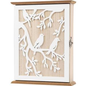 Key Storage Box, Vintage Carving, 20x7x26.4cm, Wooden Key Ring Holder Lock Boxs Wall Mount, Wooden Keys Box, Warm Rustic Appeal, For Hallway, Bedroom, Patio