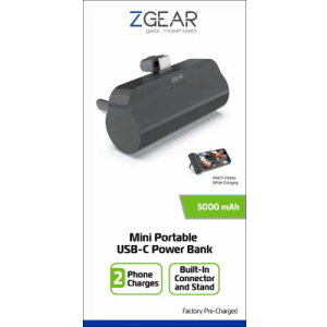 Mini Portable USB-C Power Bank 2 Phone Charges 5000 mAh