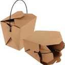 SHEUTSAN 100 Packs 26 OZ Chinese Take Out Boxes, Brown Kraft Take Out Boxes with Plastic Wire Handle, Leak and Grease Resistant Take Out Food Containers for Catering, Weddings, Party Favors, Unfolded