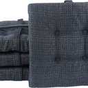 Klear Vu Non-Slip Gripper Tufted Square Bar Stools Cushions with Tie Straps for Dining Rooms, Kitchen Bars, Cafes and Restaurants - Set of 4, 12”x12”, Navy