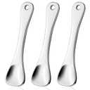 3Pcs Mini Skin Care Spoons Reusable Cosmetic Scoop Massage Metal Makeup Spatula Face Cosmetic Applicator Scoop Beauty Cosmetic Tool for Cream Lotions Moisturizers Mixing (3 Silver)