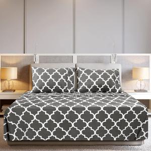 Utopia Bedding Queen Sheet Set, Soft Microfiber 4 Piece Bed Sheets with 15" Deep Pocket - Easy Care Brushed Microfiber (Quatrefoil - Grey)