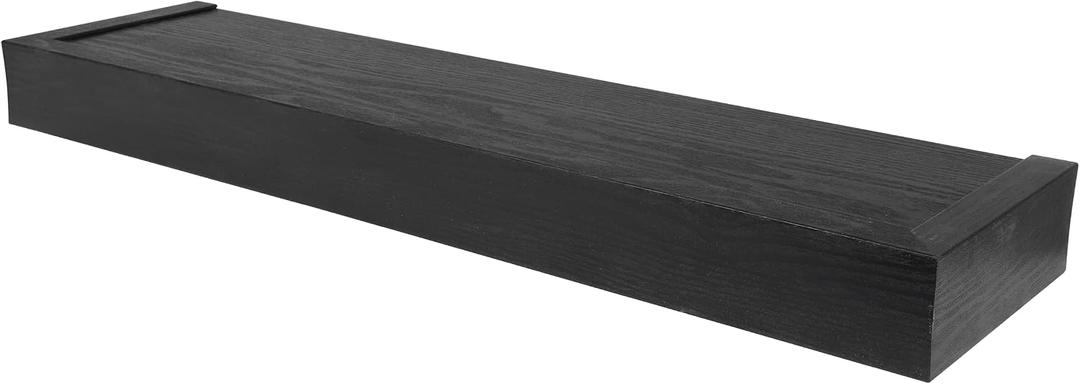 HIGH & MIGHTY 515658 Modern 24" Floating Shelf Holds up to 20lbs, Easy Tool-Free Dry Wall Installation, Flat, eCommerce Packaging, Black