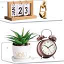 Clear Acrylic Floating Shelf, No Drill Adhesive Wall Shelf Set of 2 for Storage, Floating Shelves Damage-Free Expand Wall Space for Living Room, Office, Gaming Room, Bathroom