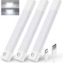 EZVALO Closet Lights, Wireless Under Cabinet Lighting, 30 LED Rechargeable Motion Sensor Light, Dimmable, 3 Color Temperatures, Counter Lights for Kitchen, Pantry, Bedroom, Wardrobe (3 Pack) (White)