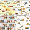 4 x Titiweet Construction Wrapping Paper - 12 Sheets Truck & Tractor Paper for Boys, Kids Birthday Holiday, 20 x 28 Inches Per Sheet