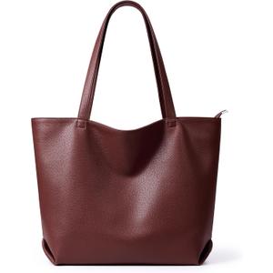 WLLWOO Soft Vegan Leather Tote Bag for Women Large Casual Hobo Handbags Zipper Shoulder Work Daily Weekender Travel Purse