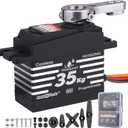 HobbyPark Waterproof 35KG High Torque Servo Motor Coreless Metal Gears Digital RC Steering Servo and 25T Servo Horn for 1/8 1/10 1/12 RC Crawler RC Trucks RC Cars Robots DIY 180 HV Fast, Powerful
