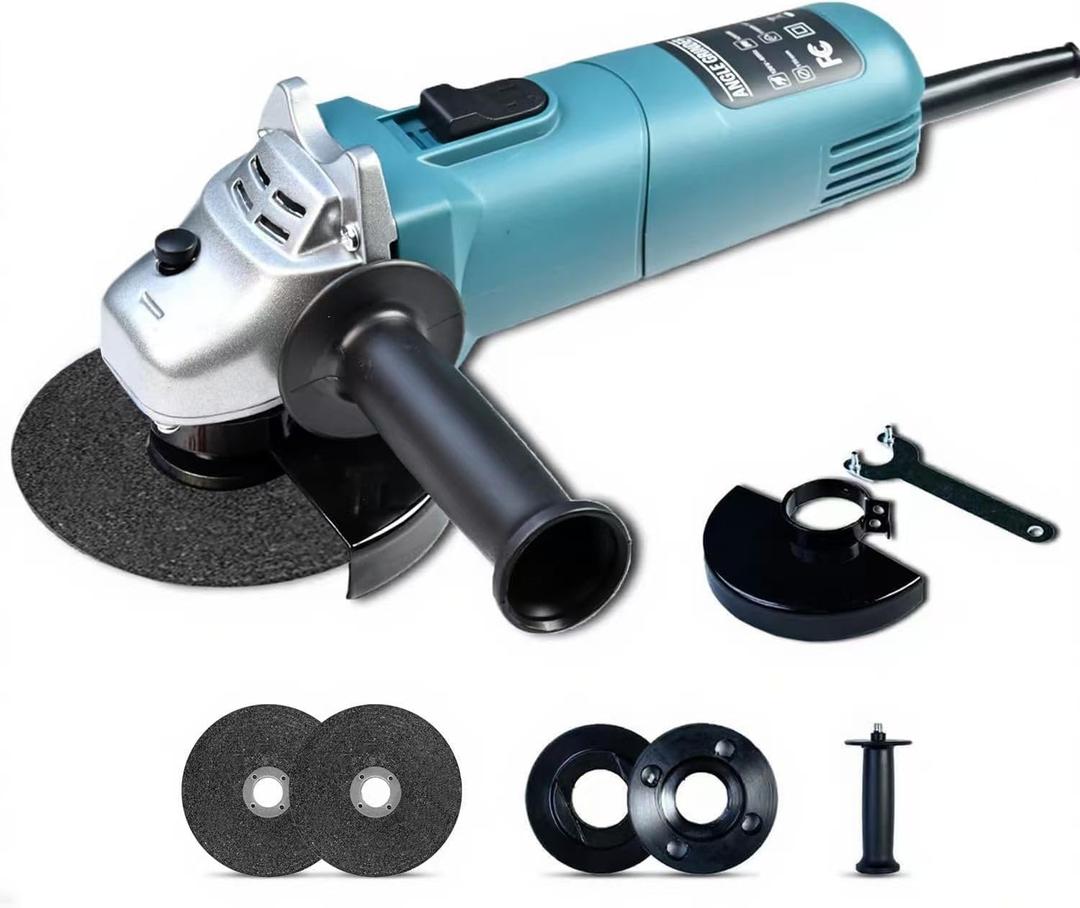 Power Angle Grinders, 7.5-Amp 4-1/2 inch Electric Grinder Power Tools, 1200W Power Electric Grinder Tools, Top Open/Off Button, Auxiliary Handle for Cutting, Grinding, Polishing and Rust Removal