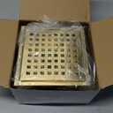 WEBANG 6 Inch Square Shower Floor Drain with Flange,Quadrato Pattern Grate Removable,Food-Grade SUS 304 Stainless Steel,Watermark&CUPC Certified, Brushed Gold
