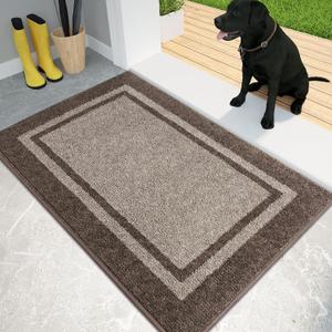 PURRUGS Dirt Trapping Door Mat 20" x 32", Non-Slip Machine Washable Entryway Rug, Entrance Mat, Indoor Front Door Mat, Super Absorbent Entry Rug for Muddy Shoes & Paws, Beige & Grayish Brown