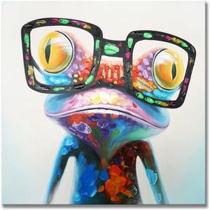 SEVEN WALL ARTS Colorful Animal Wall Art Cute Happy Frog with Glasses Painting Hip Hop Funny Canvas Picture for Kids Boy Girl Room Bathroom Nursery Office Decor 32 x 32 Inch
