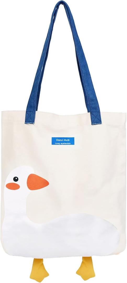 Phaoullzon Cute Canvas Tote Bag - Funny Duck & Goose Hobo Shoulder Crossbody Bag