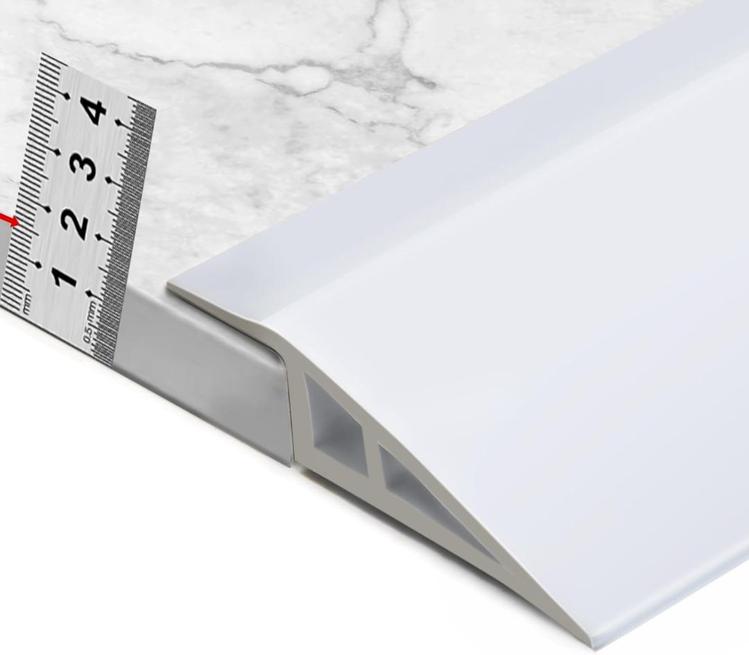 BNELL Carpet & Floor Edging Trim Strip,Self Adhesive-PVC Floor Transition Strip,Threshold Transitions Suitable for Threshold Height Less Than 15mm (6.56FT_White)