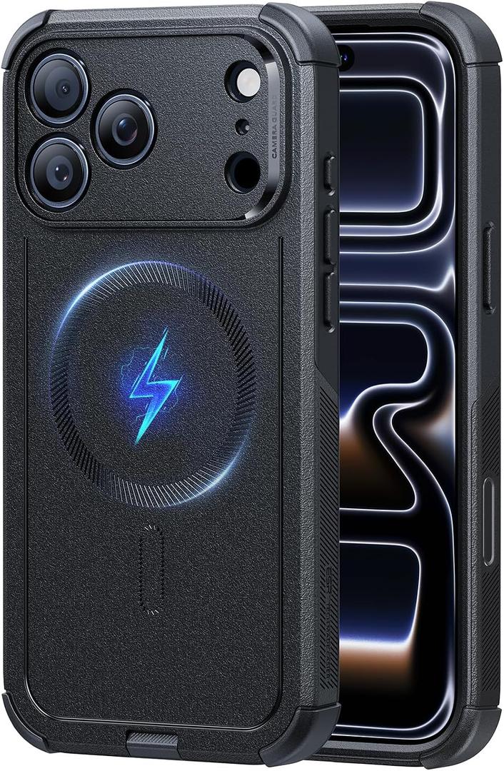 ESR for iPhone 17 Pro Max Phone Case, 23ft Military-Grade Drop Protection, Shock-Absorbing Rugged Cover, MagSafe Accessories Compatible, Cyber Series, Black