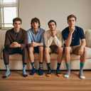 Men Novetly Funny Cotton Socks (Blue)-Adult