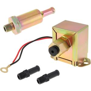 Electric Fuel Pump, 12V 4.5-7psi Universal Gas Diesel In-Line In-Tank Electric Fuel Pump With Installation Kit Metal Solid Petro Gasoline or Diesel Engine EP014 Standard Self Priming
