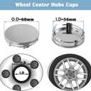 Car Wheel Center Caps Outer 60mm 2.36 inches Inner 56mm 2.2 inches Wheel Center Cover Caps Decor Kit Snap-in Fit for Cars for Rims Center Hub Caps 4Pack Silver