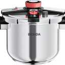 Stainless Steel Pressure Cooker Secure locking System, One Hand System, Cookware, Pots and Pans, Kitchen, Dishwasher Safe, Steam Rack Included (8 Quarts)