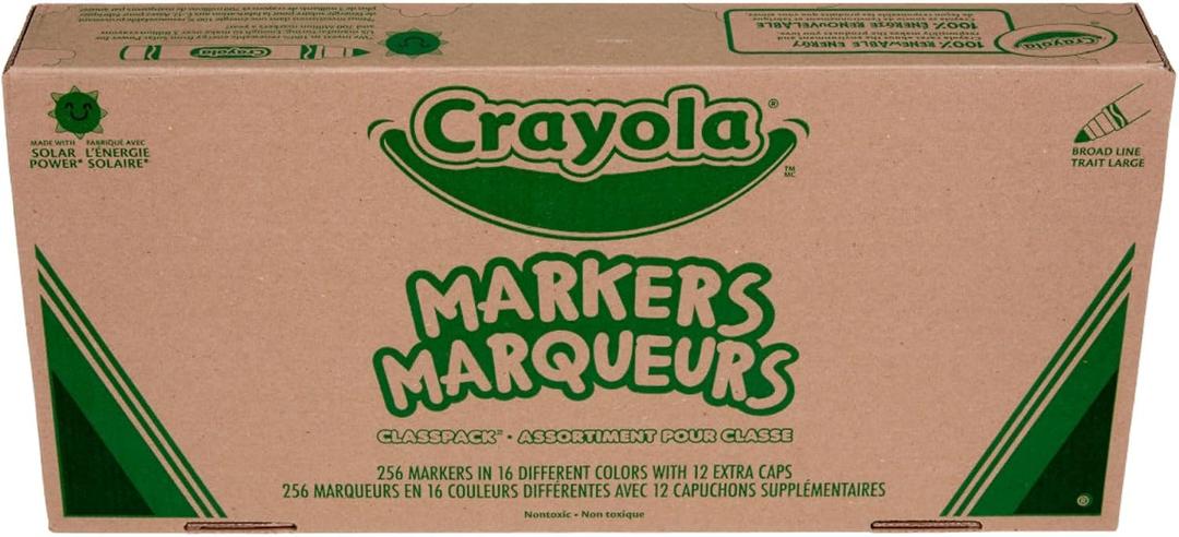 Crayola Broad Line Markers Classpack (256 Ct), Bulk Markers for Kids, Art Supplies for School, Classroom Must Haves, Preschool & Kindergarten Supplies