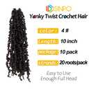 Yanky Twist Crochet Hair 10 Inch 10 Packs Pre-Twisted Brown Micro Spring Twist Boho Senegalese for Black Women(4#, Total 200 Strands)