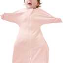 ZIGJOY Baby Transitional Swaddles for Newborns: 0.5 Tog Arms Up Sleep Sack 3-6 Months Soft Cotton Shark Fin 2 Way Zipper 3-6 Months, Pink