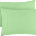 Mellanni Pillow Cases - Luxury, Extra Soft Cooling Pillow Covers - 2 PC Iconic Collection Pillowcases - Envelope Closure (Standard/Queen 20" x 30", Pistachio)