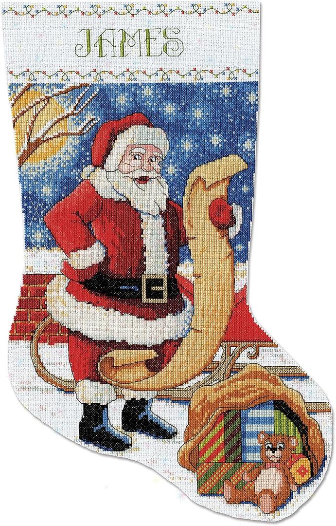 Design Works Crafts Santa's List Counted Cross Stitch Stocking Kit