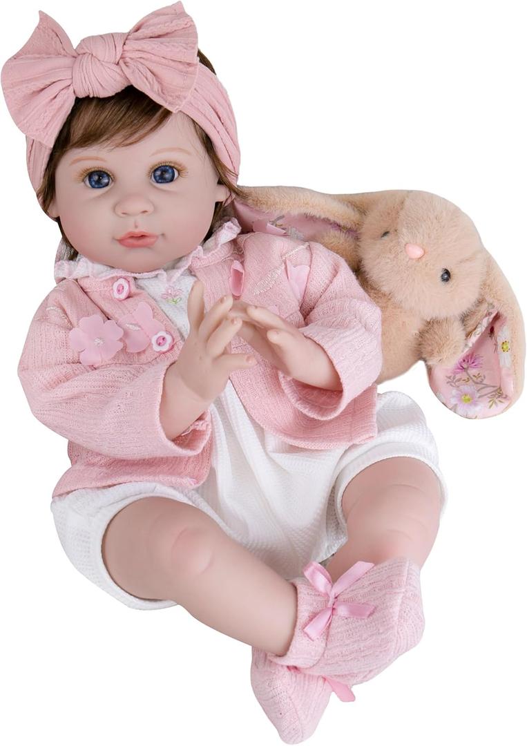 Milidool Reborn Baby Dolls Girl, 22 inch Soft Body Lifelike Realistic Newborn Baby Girl Real Life Baby Dolls with Gift Box Feeding Toy Accessories Set,Gift for Grandma and Kids 3+