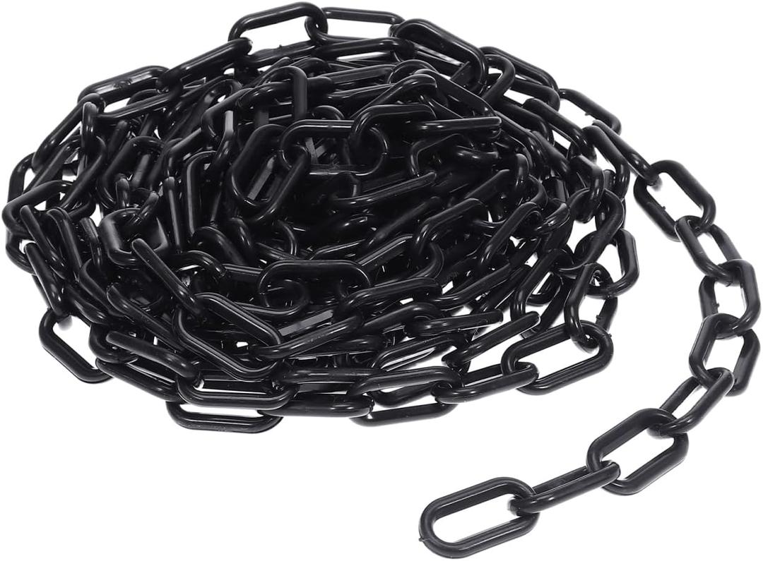 Plastic Safety Chain Barrier Chain for Crowd Control Lightweight Isolation for Construction Sites Warehouses and More (Black)