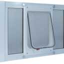 Ideal Pet Products Aluminum Sash Window Pet Door, Adjustable to Fit Window Widths from 27" to 32", Chubby Kat 7-1/2 x 10-1/2 Flap Size
