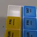 EZY DOSE Weekly (7-Day) Daily Medtime Pill Case, Medicine Planner, Vitamin Organizer, Supplement and Fish Oil Container, Large Compartments with Rounded Base, 4 Times a Day, Colored Lids, BPA Free (Yellow/Blue/Green/Purple)