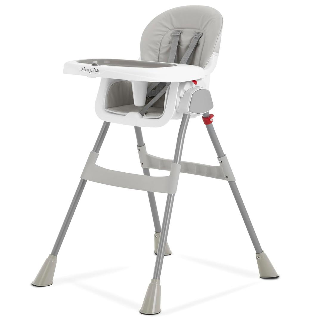 Dream On Me Portable 2-in-1 Tabletalk High Chair, Convertible Compact High Chair, Light Weight Portable Highchair, Grey