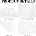 Bbalizko Mens Ruffle Tuxedo Shirt 80s Prom Ruffled Button Down Frill Pleated Ruche Long Sleeve Shirts Top (White, L)