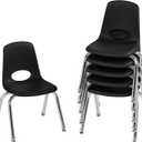 School Stack Chair with Swivel Glides, Black, 6-Pack