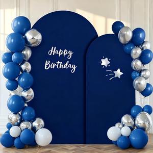 Asee'm Wedding Arch Cover Fitted Spandex Covers (7.2FT, 6FT) 2-Sided Round Top Chiara Backdrop Stand Cover Set of 2 for Party Birthday Banquet Decoration, Royal Blue
