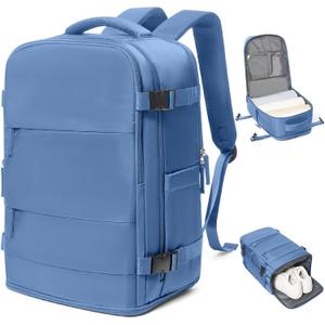 coowoz Travel Backpack for Women Man Carry On Backpack Mochila de Viaje Waterproof Teacher Personal Item Backpack Travel Bag Essentials Rucksack Airplane Accessories Must Haves Sky Blue Small