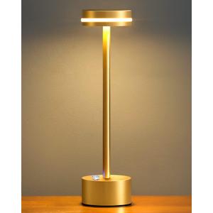 PUSU Table Lamps with Touch Control,Cordless Battery Operated Led Desk Lamp,3-Level Brightness Portable Table Lamp,for Living Room Office Bedroom Dormitory Restaurant Camping. (Gold)