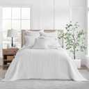 Levtex Home Mills Waffle Queen Bedspread Set (104x106in) with 2 Pillow Shams (26x20in) - Bright White - 100% Cotton Queen Size Bedspread Set - Lightweight, Soft, Pre-Washed