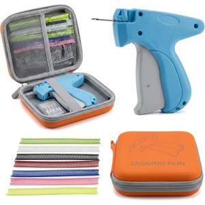 Clothing Tag Attacher Gun Kit with Colorful Barbs, Stitch Tagging Gun for Clothes, Includes Carrying Case