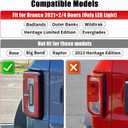 Tail Light Cover Compatible with 2021-2025 Ford Bronco Badlands, Outer Banks, Wildtrak, Heritage Limited Edition, Everglades 2/4 Doors(Only LED Light), Rear Lamp Guard Protector Exterior Accessories