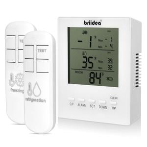 Freezer Temperature Alarm, Briidea Wireless Fridge and Freezer Thermometer with Alarm, Alerts for Max/Min Temperatures (-40 to 99), Prevent Food Spoilage