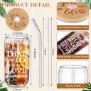 Tioncy 8 Pcs Christian Gifts for Women 16oz Bible Verse Coffee Drinking Glass Cups with Bamboo Lids Straws Brushes Inspirational Religious Gifts for Church Christian Party Favor
