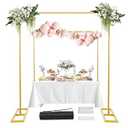 8.2FT Square Backdrop Stand, Wedding Arch Heavy Duty Adjustable Stand, Over The Table Rod Stand with Clamps, Photo Booth Background Kit, Metal Gold Garden Balloon Frame for Baby Shower Parties Decor  
